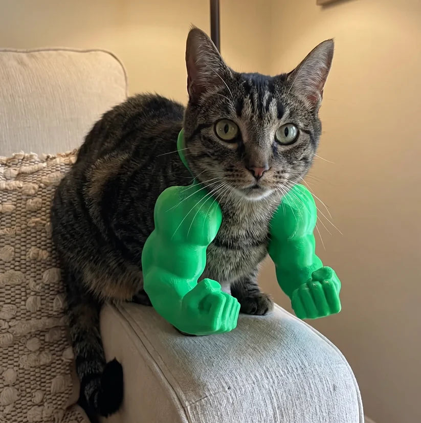 Funny Muscle Arms Cat Costume – 3D Printed Halloween Pet Cosplay Suit