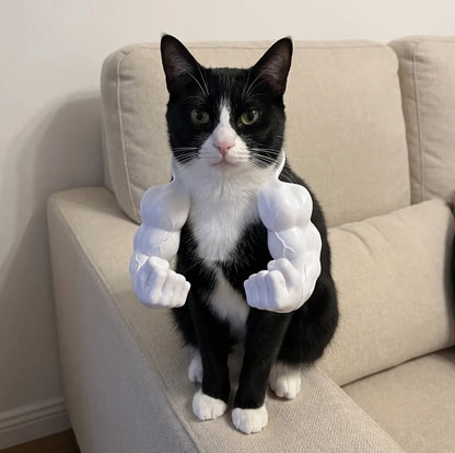 Funny Muscle Arms Cat Costume – 3D Printed Halloween Pet Cosplay Suit