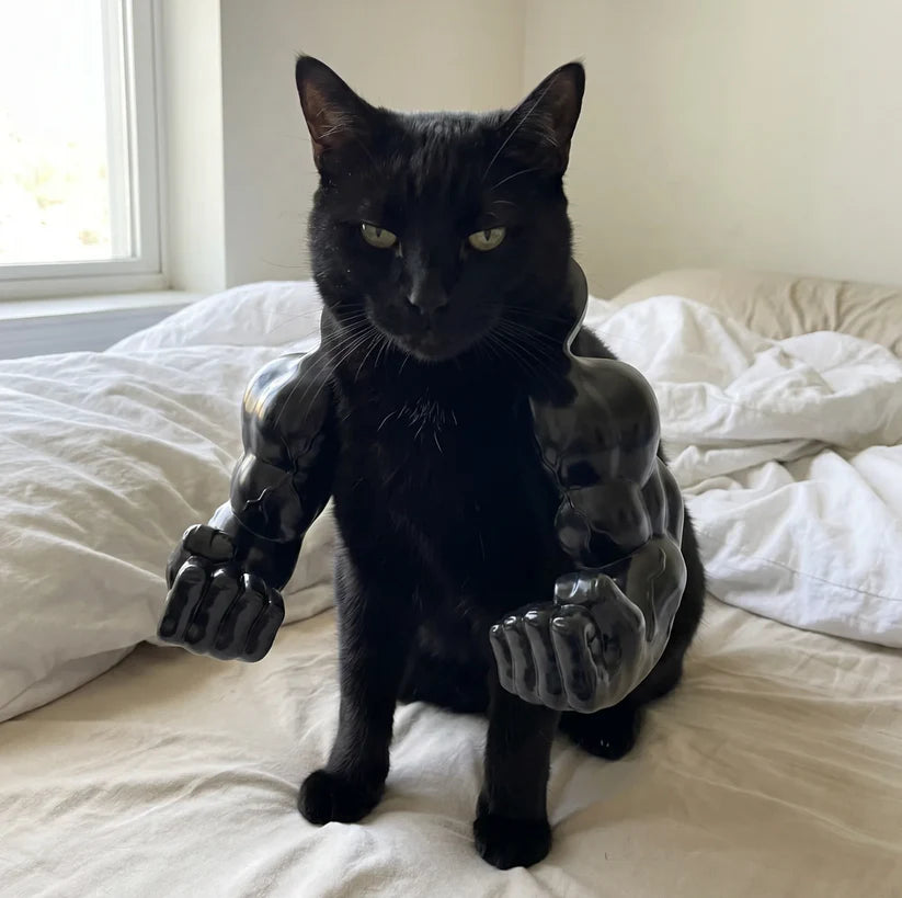 Funny Muscle Arms Cat Costume – 3D Printed Halloween Pet Cosplay Suit