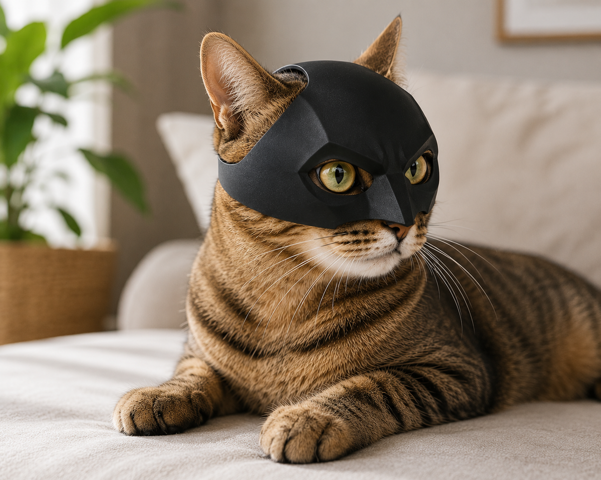 Cat Superhero Mask – Funny Halloween Cosplay Mask for Cats & Small Pets