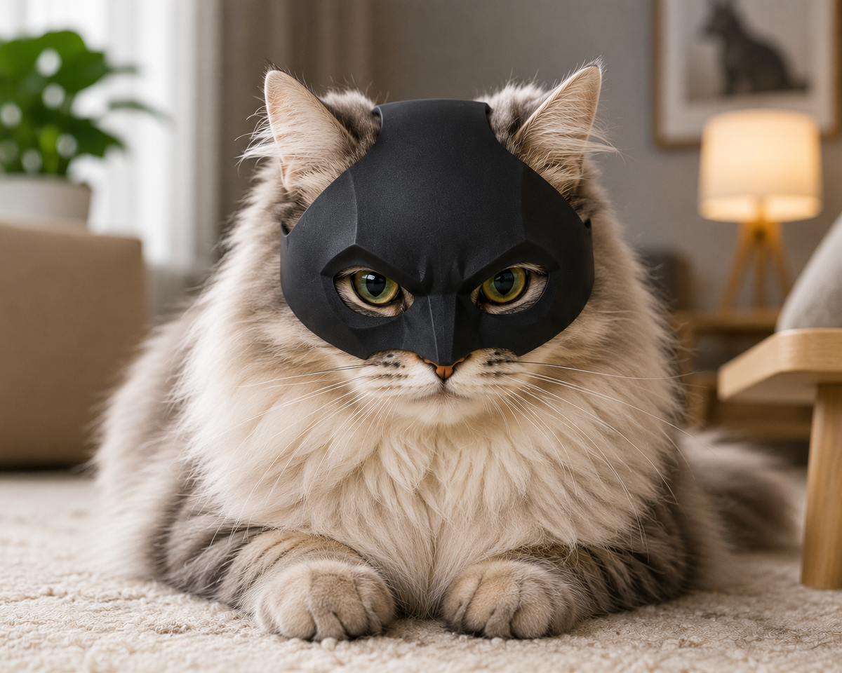 Cat Superhero Mask – Funny Halloween Cosplay Mask for Cats & Small Pets