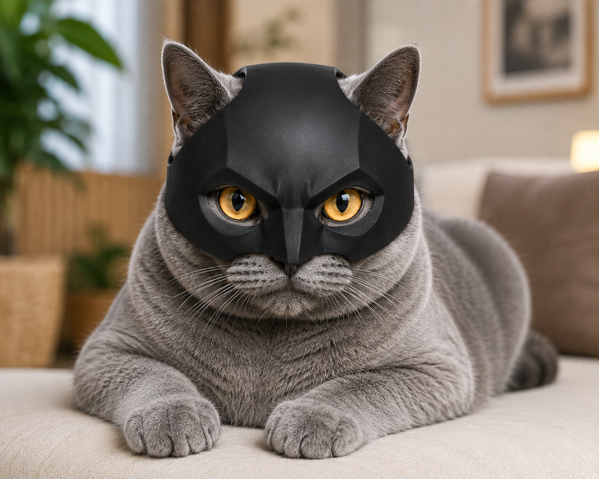 Cat Superhero Mask – Funny Halloween Cosplay Mask for Cats & Small Pets