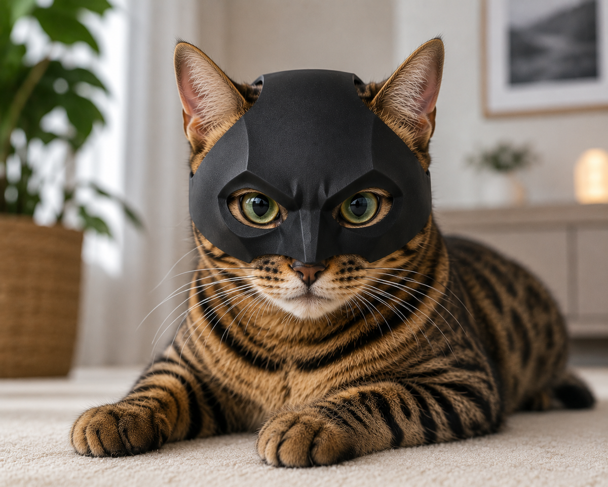 Cat Superhero Mask – Funny Halloween Cosplay Mask for Cats & Small Pets