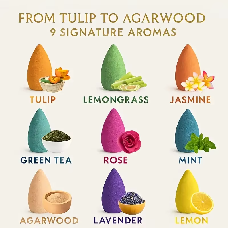 9 Pack Aromatherapy Incense Cones
